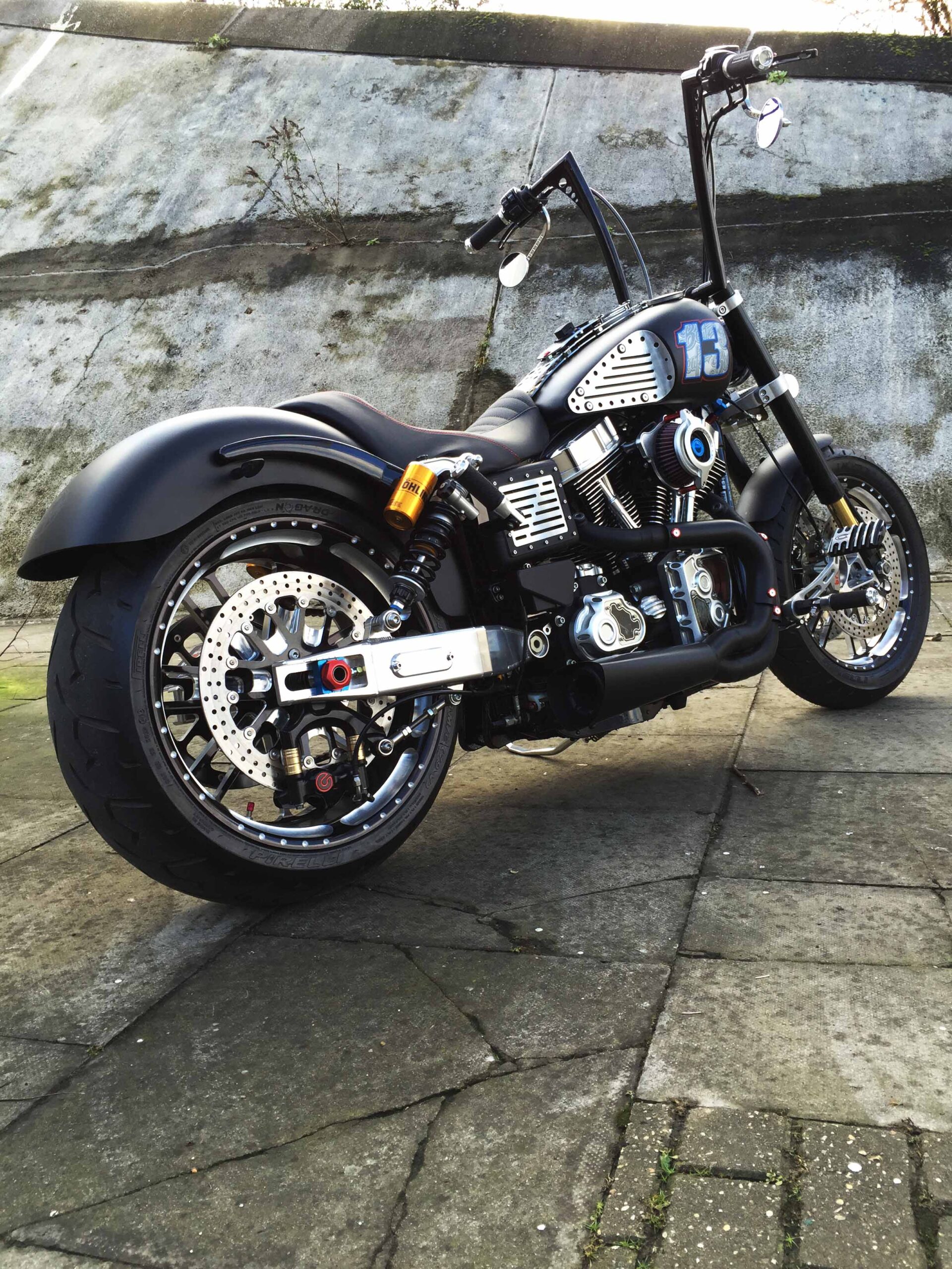 Project bike from Charlie Stockwell of Warr's parked outside