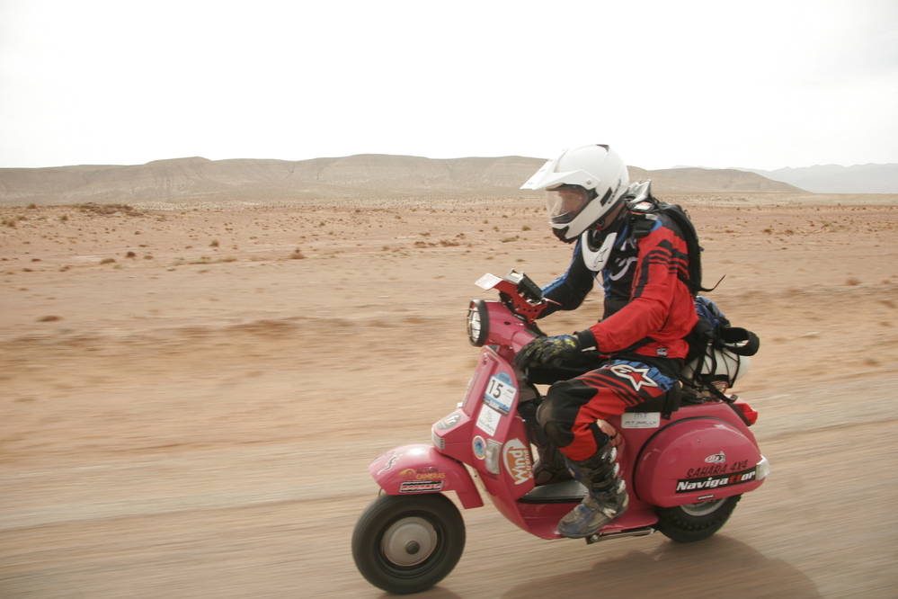 Sticky in the Sahara: not the scooter’s natural habitat: but fun all the same