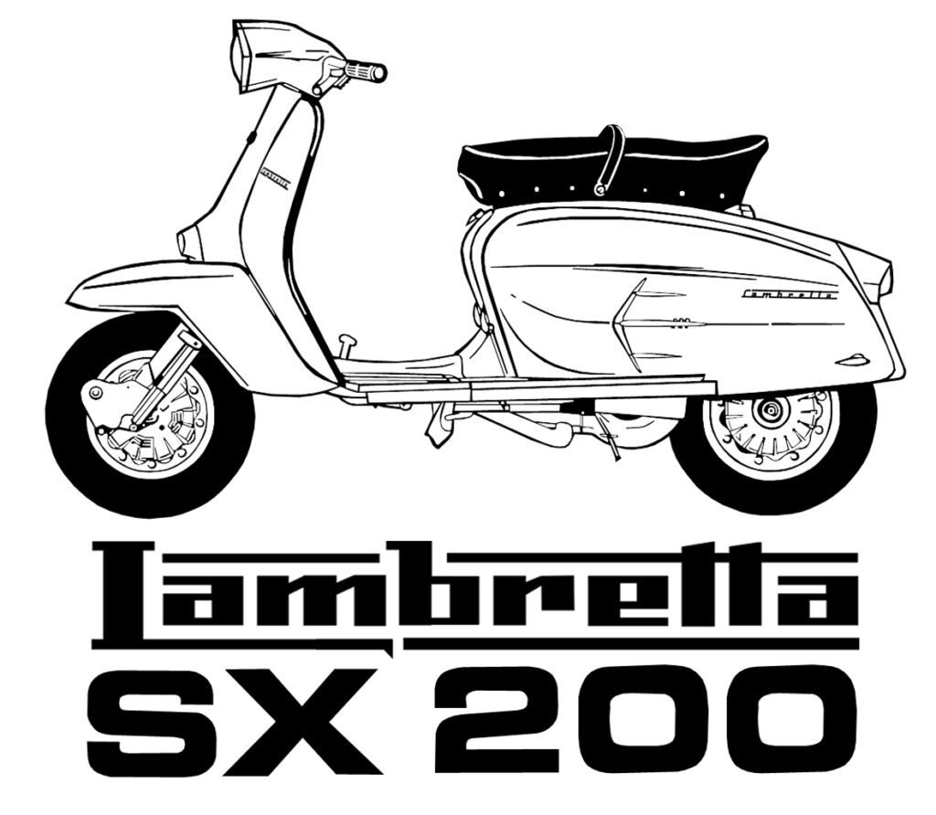 An illustration of a Lambretta SX 200