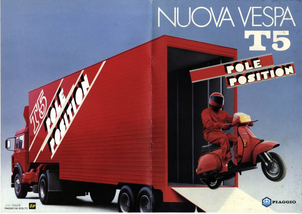 An advert for the Vespa T5