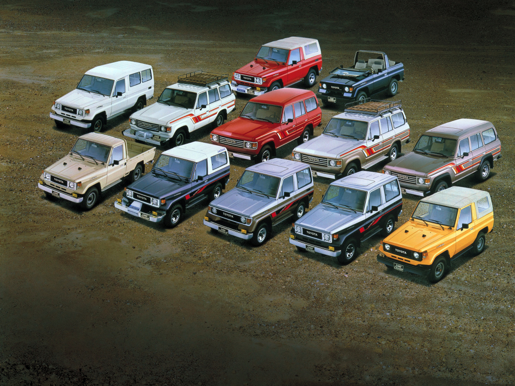 Overhead view of lots of Toyota Land Cruisers