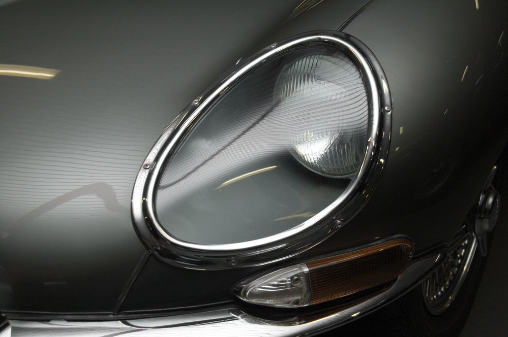 A front headlight of a Jaguar E-type